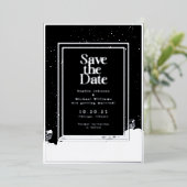 Zwart-wit Save the Date Foto Winter Elegant Folie Feestdagenkaart (Staand Voorkant)