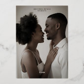 Zwart-wit Save the Date Foto Winter Elegant Folie Feestdagenkaart (Achterkant)