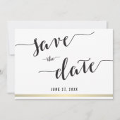 Zwart-Wit Save The Date Gouden Uitnodigingskaart (Voorkant)