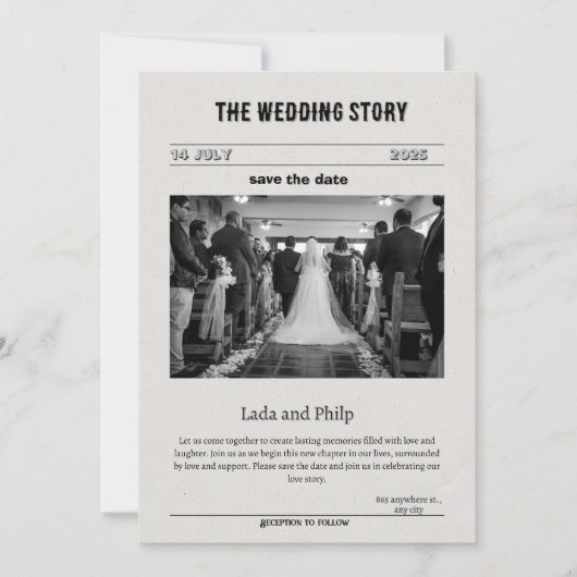 Zwart-wit  Save the Date Invitation Feestdagenkaart (Voorkant)