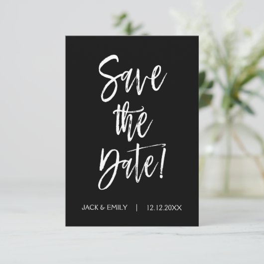 Zwart-wit Save the Date Kaart (Staand voorkant)