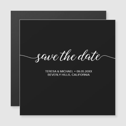 Zwart-wit "Save the Date" Magnetische Kaart (Voorkant / Achterkant)