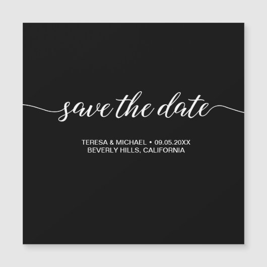 Zwart-wit "Save the Date" Magnetische Kaart (Voorkant)