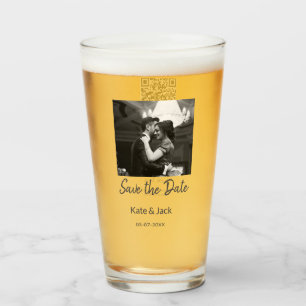 ZWART WIT save the date QR name date oranje Glas