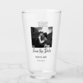 ZWART WIT save the date QR name date oranje Glas (Voorkant)