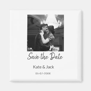 ZWART WIT save the date QR name date oranje Magneet
