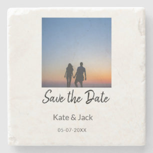 ZWART WIT save the date QR name date oranje Stenen Onderzetter