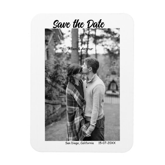 zwart wit save the date QR website naam foto toevo Magneet (Verticaal)