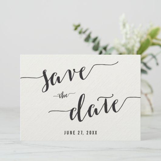 Zwart-wit Save The Date uitnodigingskaarten (Staand voorkant)