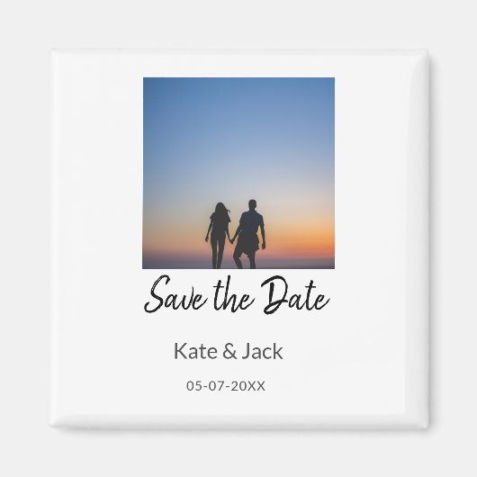 ZWART WIT save the date voeg QR naam datum oranje  Magneet (Voorkant)