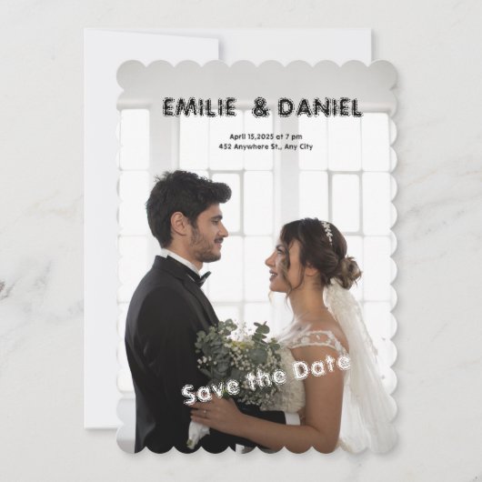 Zwart-wit Save the Date Wedding Invitation Kaart (Voorkant)