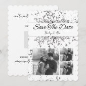 Zwart-wit Save the Date Wedding Invitation Kaart (Voorkant / Achterkant)