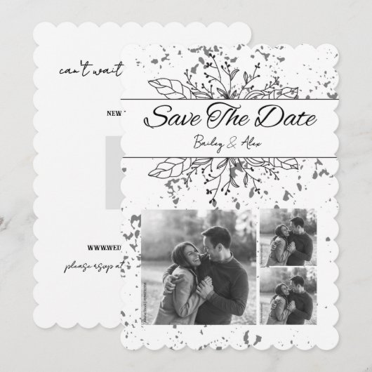 Zwart-wit Save the Date Wedding Invitation Kaart (Voorkant / Achterkant)