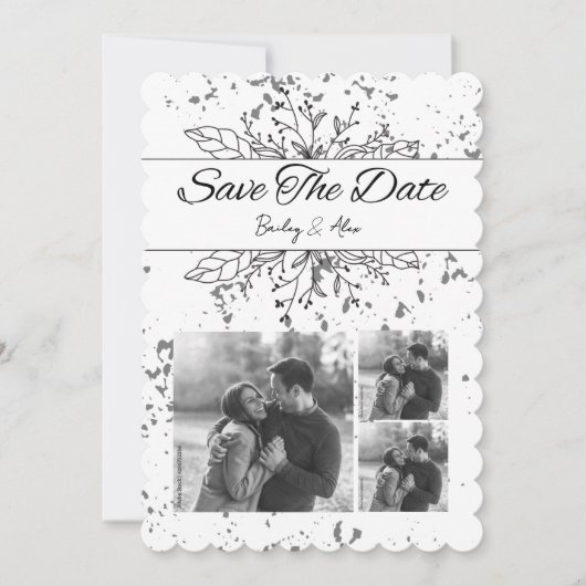 Zwart-wit Save the Date Wedding Invitation Kaart (Voorkant)