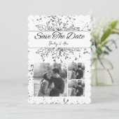 Zwart-wit Save the Date Wedding Invitation Kaart (Staand voorkant)