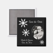 Zwart & Wit Save the Date Winter Bruiloft Magneet (Voorkant / Achterkant)