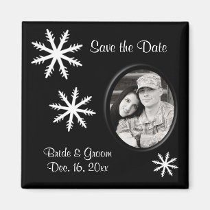 Zwart & Wit Save the Date Winter Bruiloft Magneet