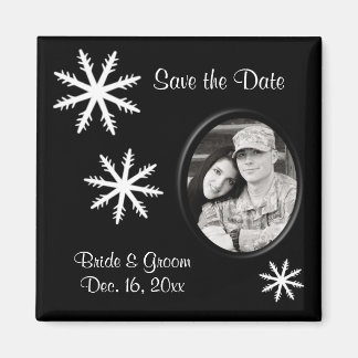Zwart & Wit Save the Date Winter Bruiloft Magneet