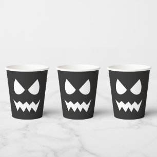 Zwart & Wit Scary Ghost Gezicht Halloween Party Papieren Bekers