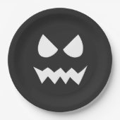 Zwart & Wit Scary Ghost Gezicht Halloween Party Papieren Bordje (Voorkant)