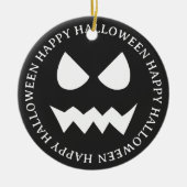Zwart & Wit Scary Halloween Ghost Face Keramisch Ornament (Voorkant)
