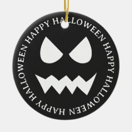 Zwart & Wit Scary Halloween Ghost Face Keramisch Ornament