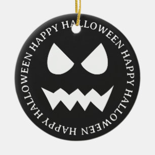 Zwart & Wit Scary Halloween Ghost Face Keramisch Ornament