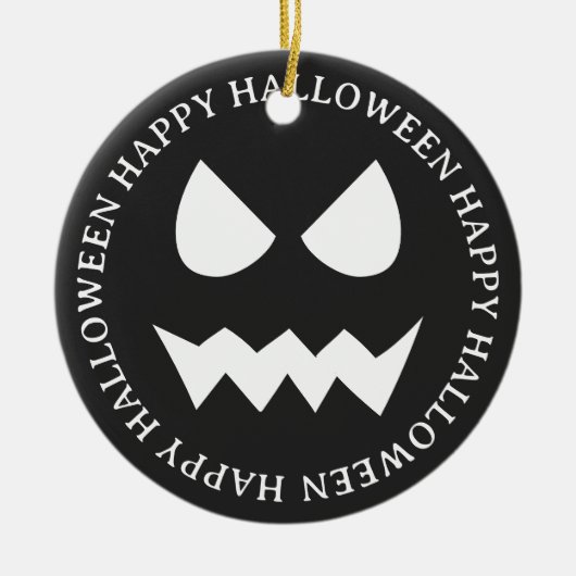Zwart & Wit Scary Halloween Ghost Face Keramisch Ornament (Voorkant)