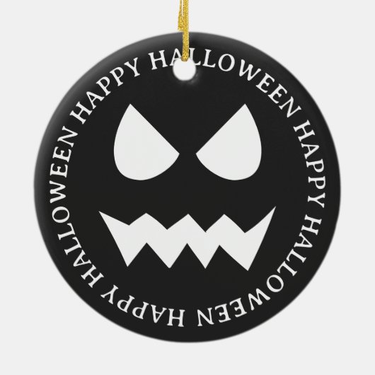 Zwart & Wit Scary Halloween Ghost Face Keramisch Ornament (Achterkant)