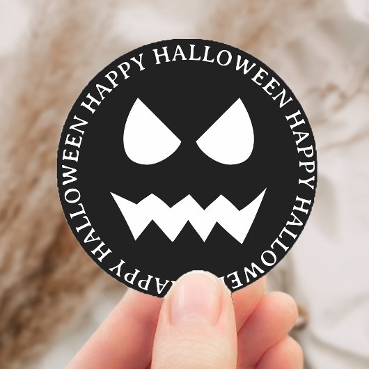 Zwart & Wit Scary Halloween Ghost Face Ronde Sticker