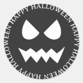 Zwart & Wit Scary Halloween Ghost Face Ronde Sticker (Voorkant)