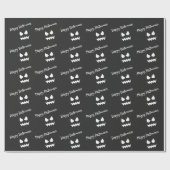 Zwart & Wit Scary Halloween Ghost Gezicht Patroon Cadeaupapier (Vlak)