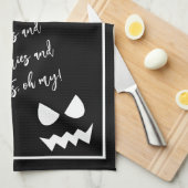 Zwart & Wit Scary Halloween Ghost Gezicht Quote Mo Theedoek (Quarter Fold)