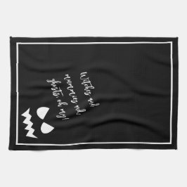 Zwart & Wit Scary Halloween Ghost Gezicht Quote Mo Theedoek