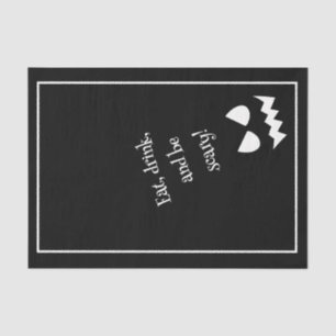 Zwart Wit Scary Pumpkin Gezicht Halloween Quote Tissuepapier