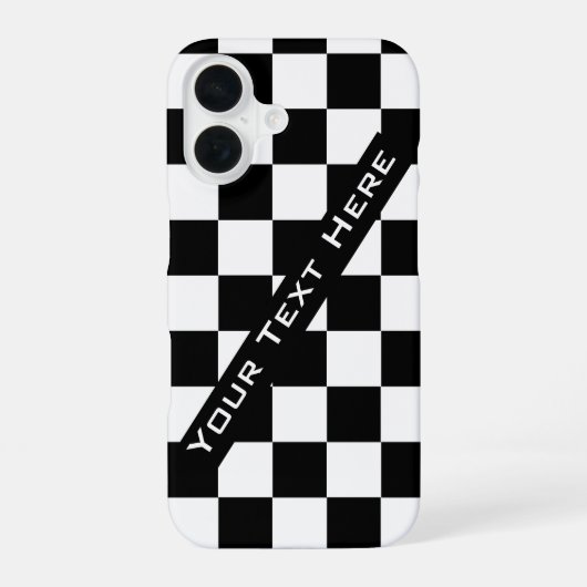 Zwart Wit Schaak iPhone Hoesje met Aangepaste Teks iPhone 16 Hoesje (Achterkant)