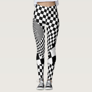 Zwart-wit schaakbord speels patroon leggings