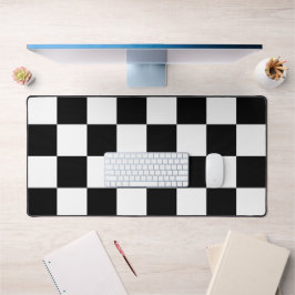 Zwart-wit schaakbordpatroon bureaumat