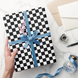 Zwart-wit schaakbordpatroon cadeaupapier