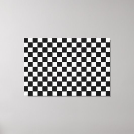 Zwart-wit schaakbordpatroon canvas afdruk (Voorkant)