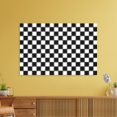 Zwart-wit schaakbordpatroon canvas afdruk (Insitu (Woonkamer))