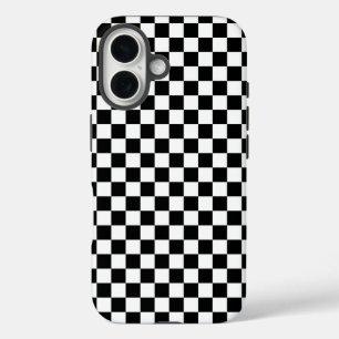 Zwart-wit schaakbordpatroon iPhone 16 hoesje