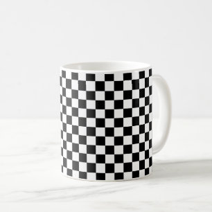 Zwart-wit schaakbordpatroon koffiemok