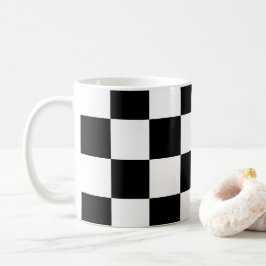 Zwart-wit schaakbordpatroon koffiemok