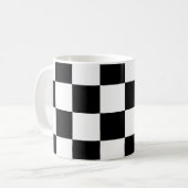 Zwart-wit schaakbordpatroon koffiemok (Voorkant links)