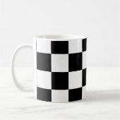 Zwart-wit schaakbordpatroon koffiemok (Links)