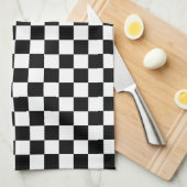 Zwart-wit schaakbordpatroon theedoek (Quarter Fold)
