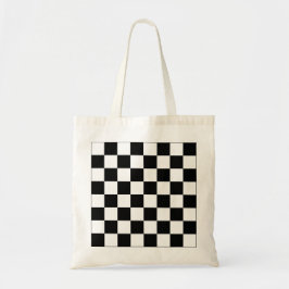 Zwart-wit schaakbordpatroon tote bag
