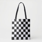 Zwart-wit schaakbordpatroon tote bag (Voorkant)