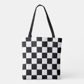 Zwart-wit schaakbordpatroon tote bag (Achterkant)